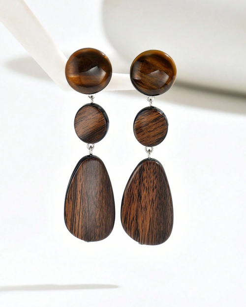 Brincos Madeira Esculpida