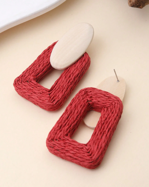 Brincos Retangulares Vermelhos