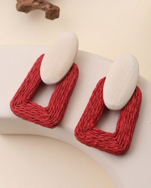 Brincos Retangulares Vermelhos