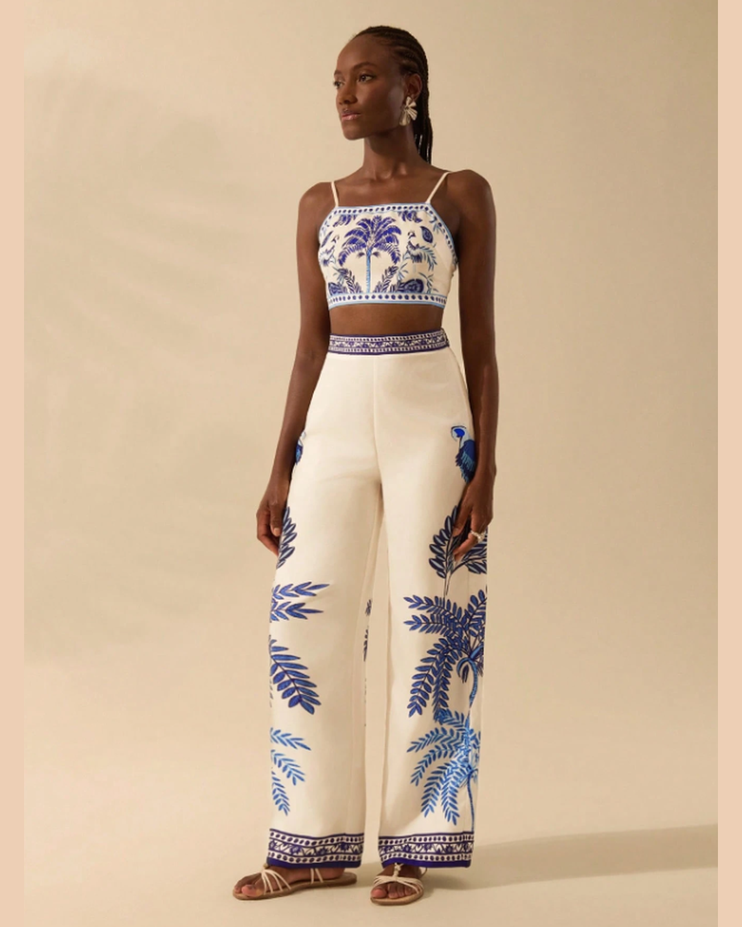 Calça Pantalona Azul Porcelana