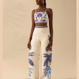 Calça Pantalona Azul Porcelana