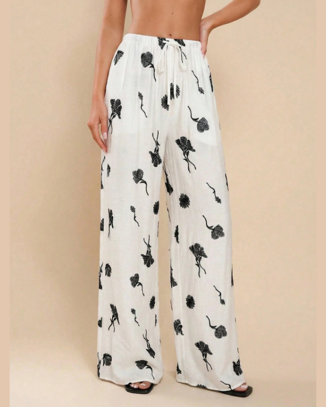 Calça Pantalona Off-White Floral