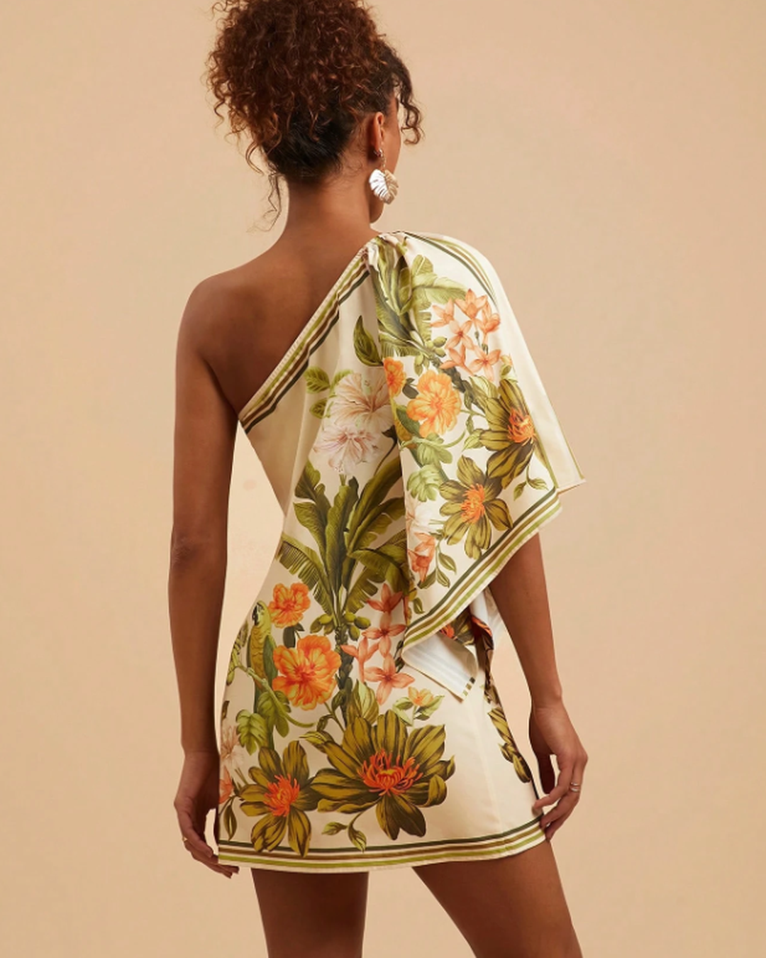 Vestido Curto Um Ombro Só Floral