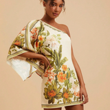 Vestido Curto Um Ombro Só Floral