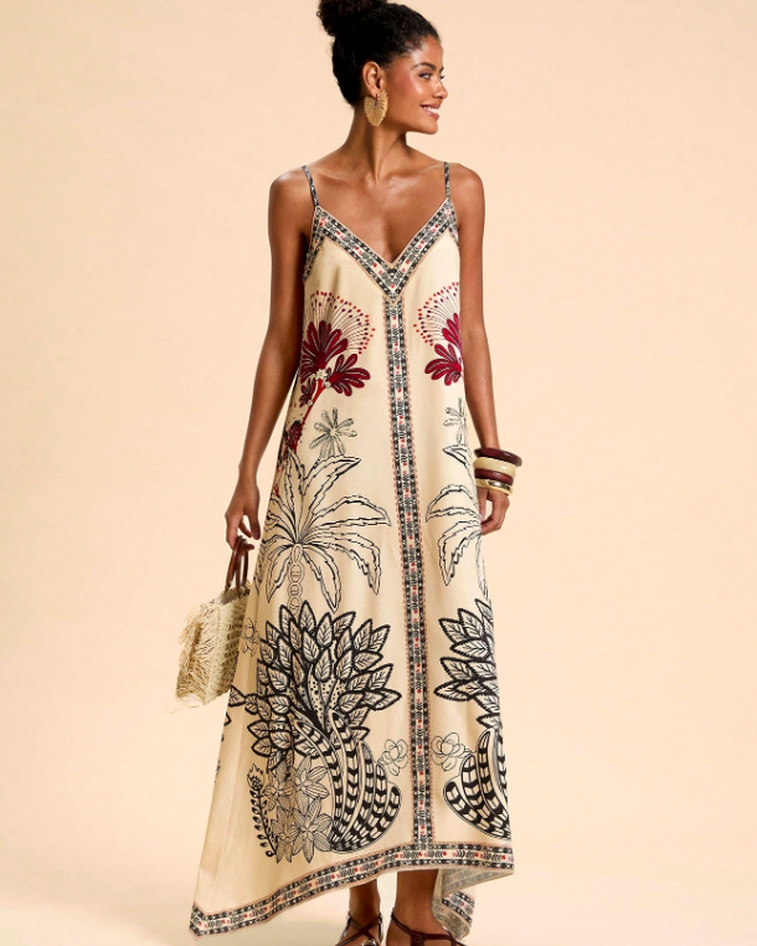 Vestido Midi Tropical • Estampa Artística