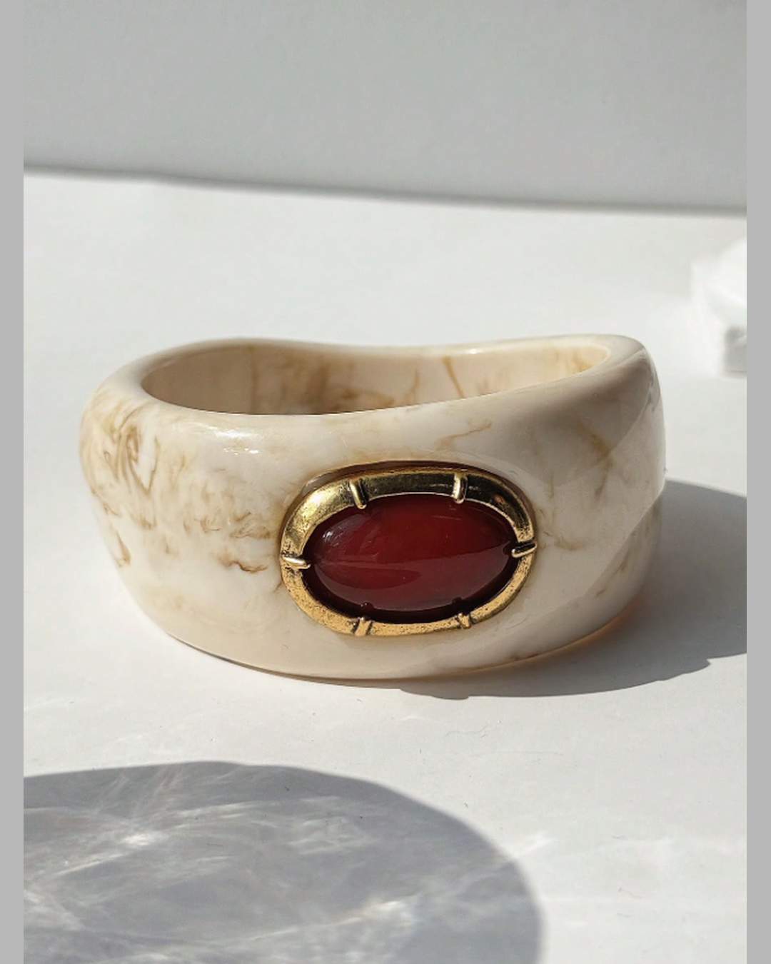 Bracelete Marfim Pedra Rubi