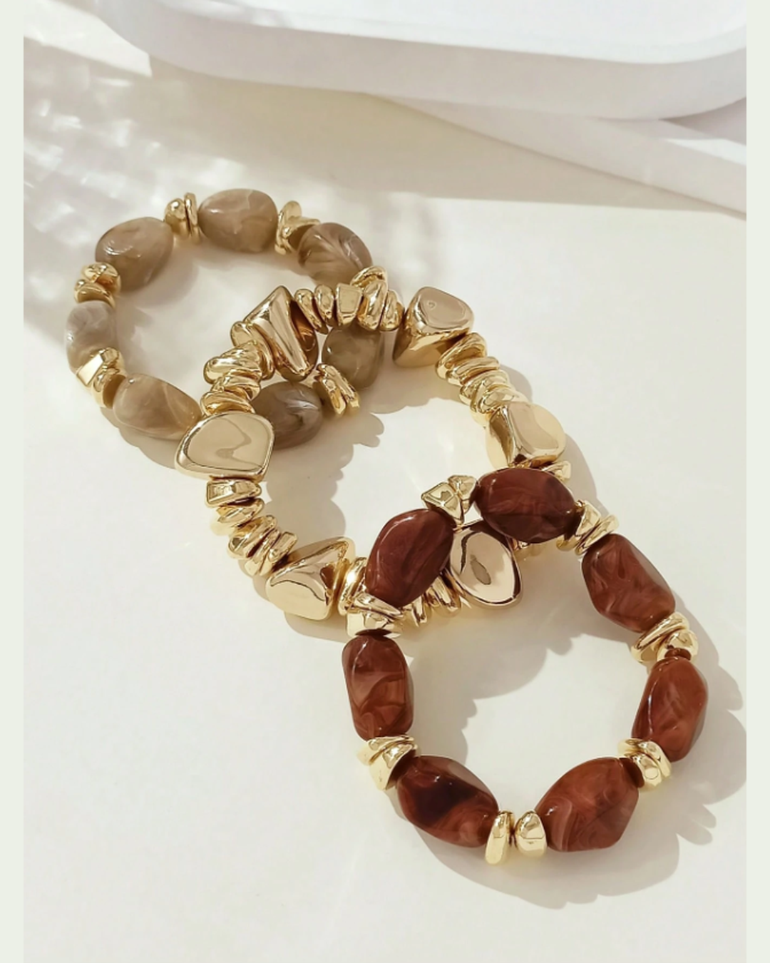 Trio de Pulseiras Douradas