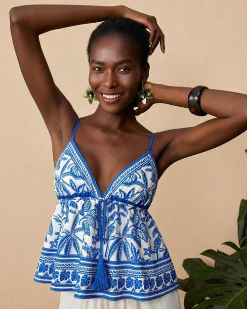 Blusa Alças Finas Azul