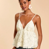 Blusa Renda Floral Off-White