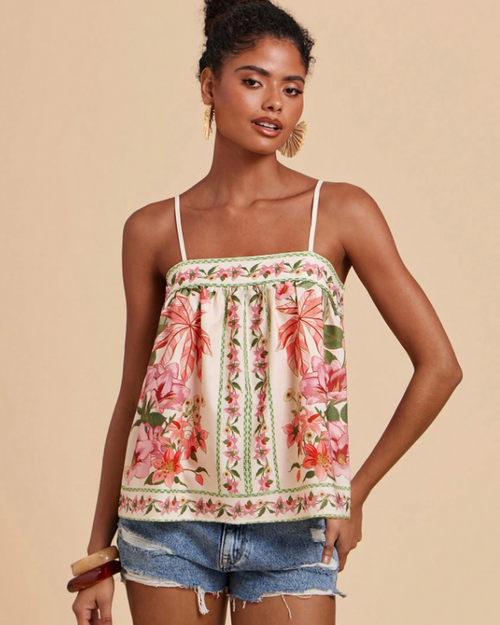 Blusa Floral de Alças Finas