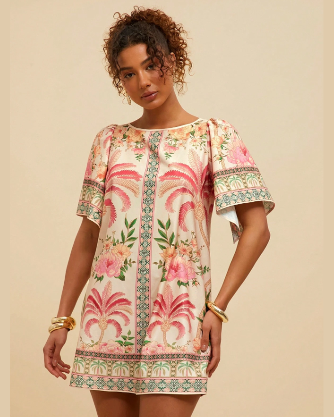 Vestido Curto Tropical Rosé