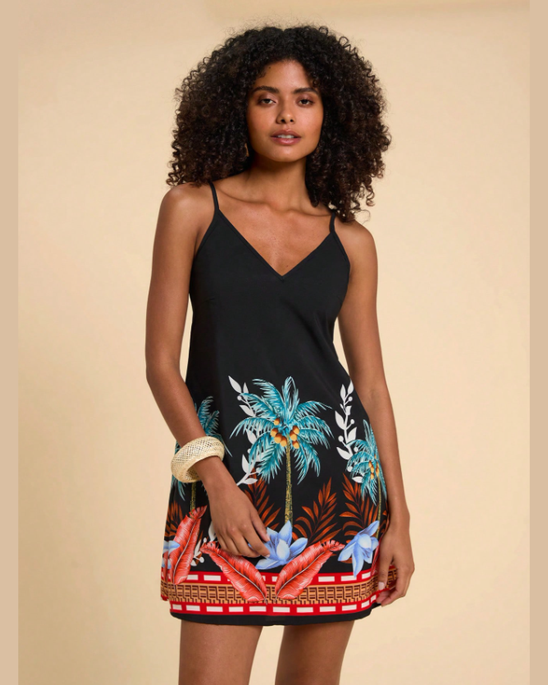 Vestido Curto Tropical Preto